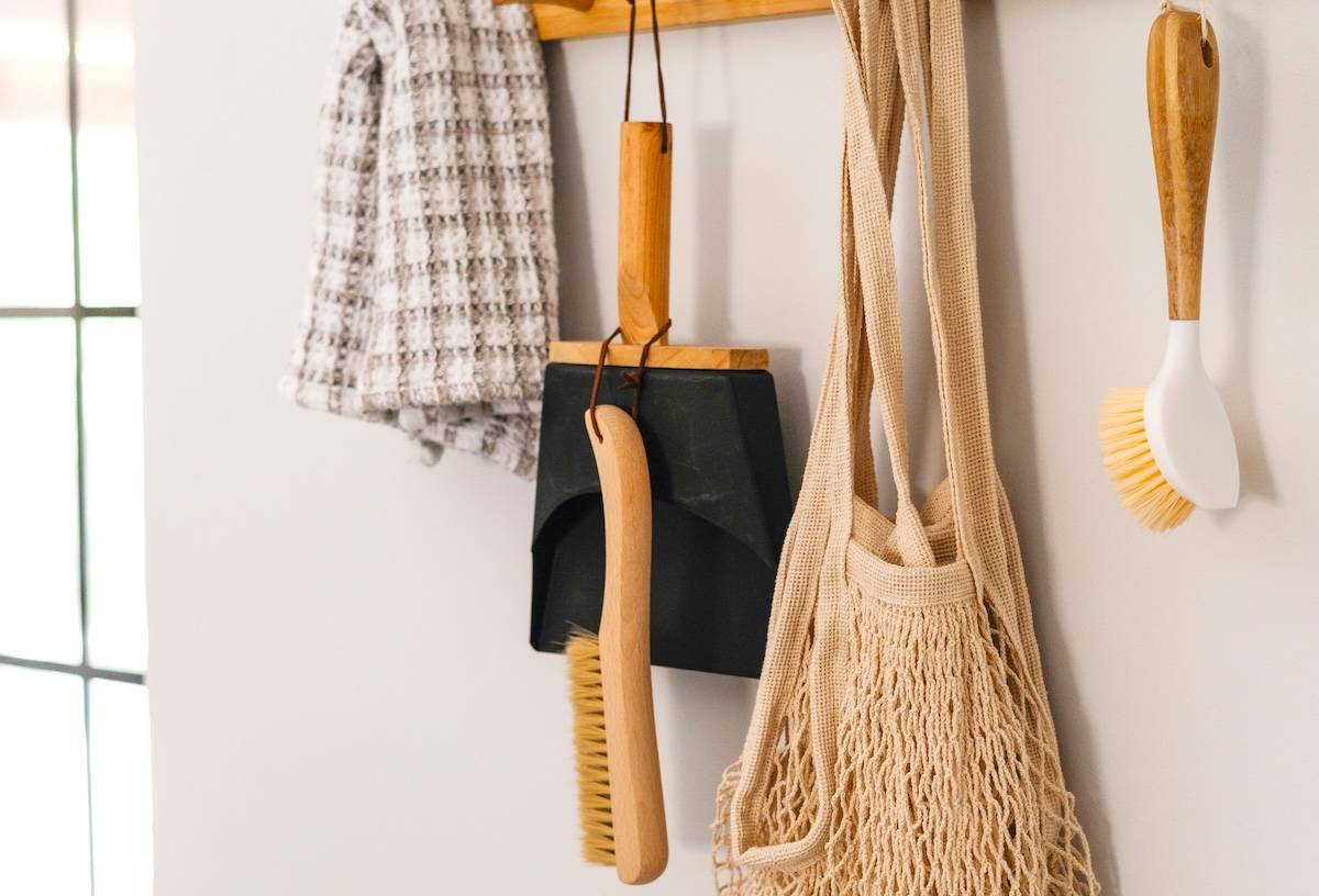 Kitchen utensils hanging on wall - kitchen declutter items