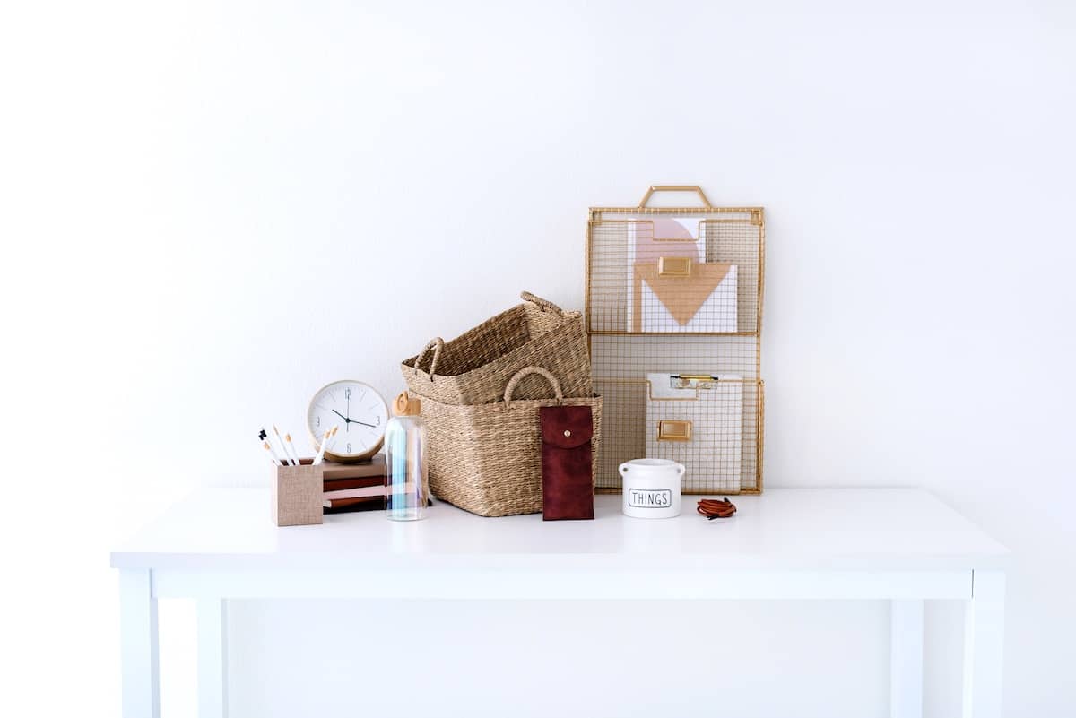 Stationery on desk - daily planners.