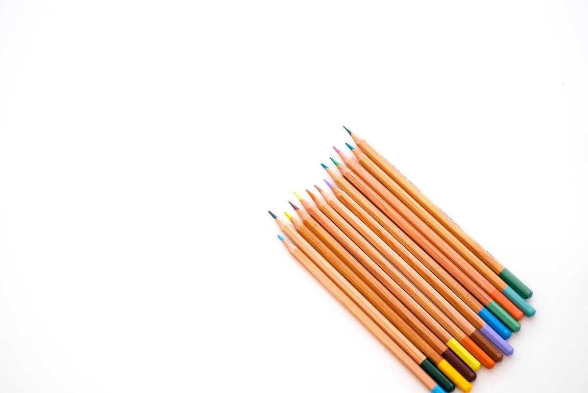 Pile of coloured pencils - family organisation items.