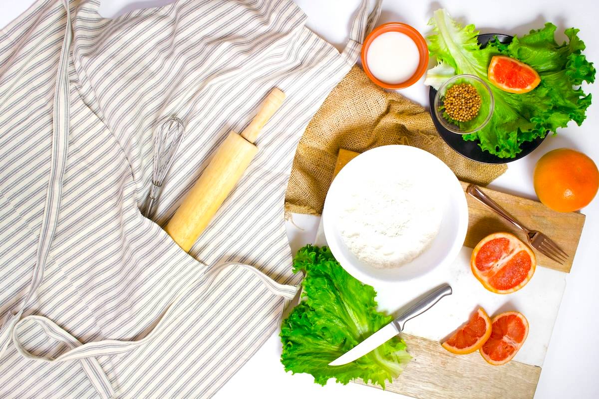Apron, cut fruit - easy dinner rotation ideas.